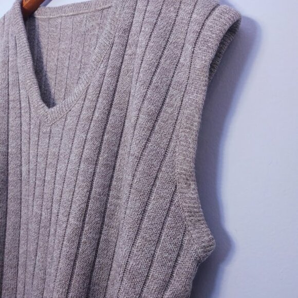 Vintage Sweater Vest Eclectic Grandpa Brown M/L Streetwear 70s 80s Ribbed Knit - Picture 4 of 10